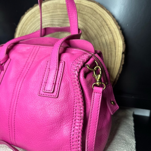 Fossil Emma Pink Satchel Purse with Gold Accents Crossbody Handbag - Picture 3 of 13